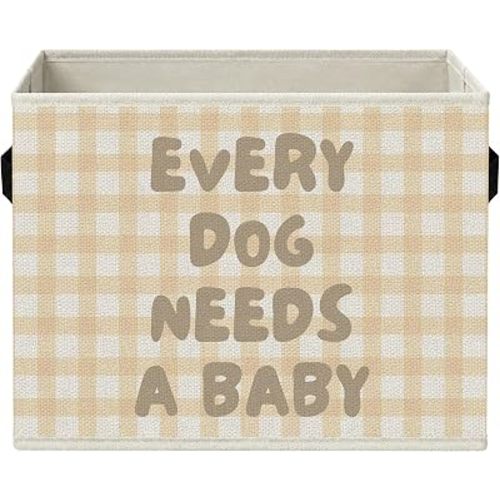 Dog Nursery Storage Bins with Handles, Every Dog Needs a Baby Shower Reveal Foldable Collapsible Storage Basket Organizer for Newborn Boys Girls Room Bedroom Bathroom Books Clothes