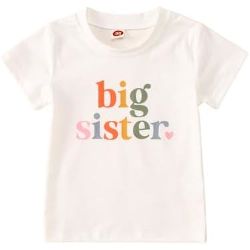 CM C&M WODRO Big Sister Toddler Shirt Promoted to Big Sister Announcement T-Shirt Gifts Little Girls Sibling Matching Outfits