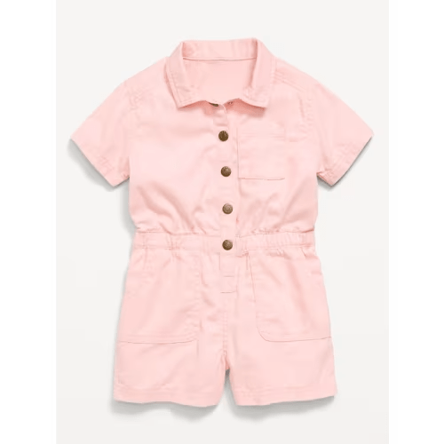 Short-Sleeve Utility Romper for Toddler Girls