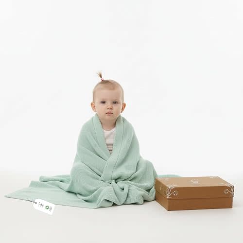 Organic Cotton Baby Blanket 30x40 in, Sage, Gift Box