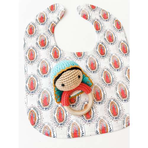 Our Lady of Guadalupe Bib and Pima Cotton Rattle | Catholic Baby Gift