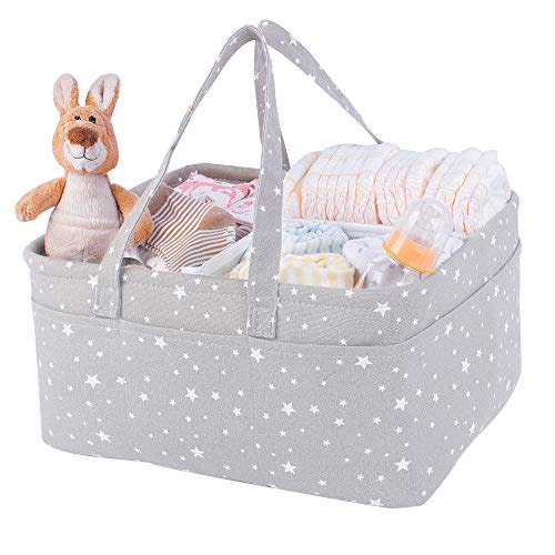 Baby Diaper Caddy Organizer Storage Basket for Girl Boy Shower Gifts Portable Large Nursery Holder Tote for Changing Table or Car Newborn Essentials Baby Registry Must Haves Item…