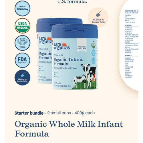 Organic Whole Milk Infant Formula – Starter bundle – Nara Organics
