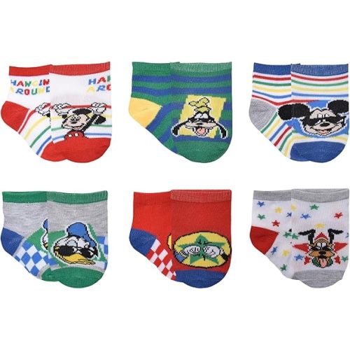 Mickey Mouse Boys Quarter Socks, White, 12-18M