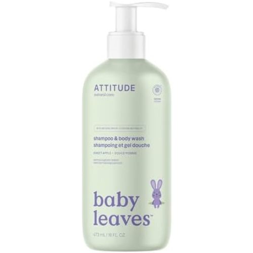 ATTITUDE Baby Shampoo, Body Wash & Soap 2-in-1, Sweet Apple, 16 Fl Oz