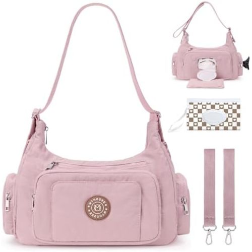 Puffer Crossbody Bags for Women Mom Large Diaper Bag Purse with Wipes & Trash Dispenser Cross Body Purses Messenger Bags