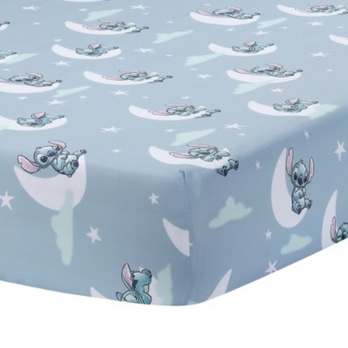 Bedtime Originals Disney Stitch Soft Microfiber Blue Baby Fitted Crib Sheet