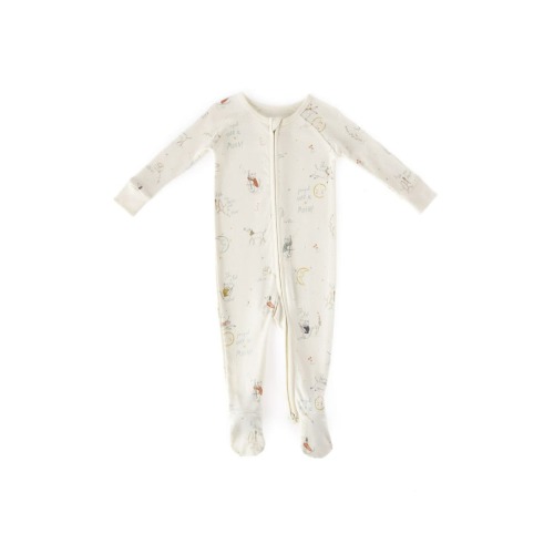 Print Rib Organic Cotton Footie, 3-6M
