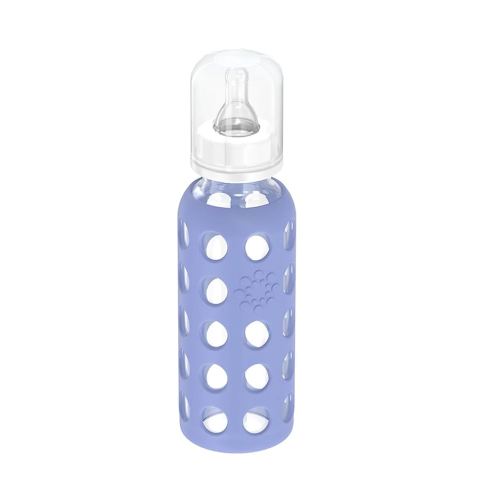 Lifefactory Glass Baby Bottle with Protective Silicone Sleeve and Stage 2 Nipple Blueberry 9 Oz (LF110020C4)