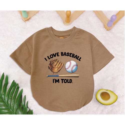 I Love Baseball I'm Told Baby Romper Short Sleeves, Baseball Gameday Romper, Baseball Season Bodysuit, Sport Fans Gift