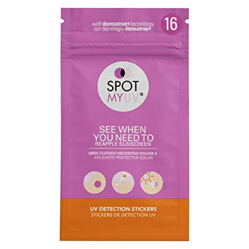 SPOTMYUV UV Detection Stickers for Sunscreen with Patented DERMATRUE SPF Sensing Technology | KNOW WHEN TO REAPPLY SUNSCREEN TO HELP PREVENT SUNBURN - 16 Count