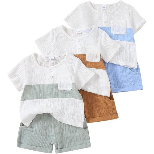 Baby Boy Clothes Short Sleeve Top with Pants Baby Boy Summer Clothes 6-Pack