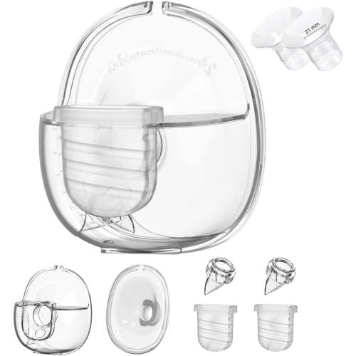 Wearable Breast Pump Replacement Parts, Milk Collector Cup, Compatible with Lansinoh Discreet Duo Nuliie S32 Pump, Ilude Duckbill Valve, 24mm Flange, Silicone Diaphragm, Linker, 21mm Flange Inserts