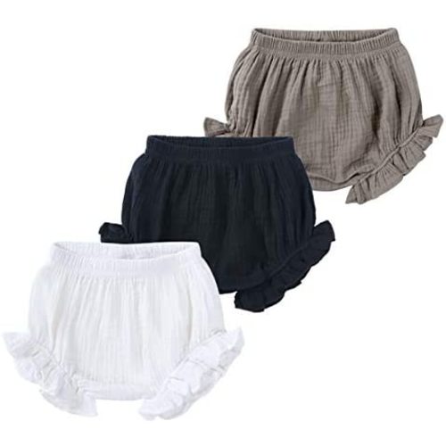 Baby Girls Ruffle Bloomer Shorts Toddler Cute Cotton Linen Panty Diaper Covers