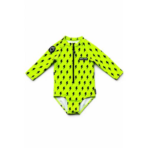 UPF50+ Girls One Piece Swimsuit in Neon Electric Lime x Jagger
