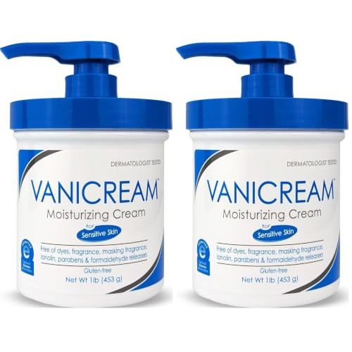Vanicream Moisturizing Cream with Pump Dispenser, 16 Oz, Pack of 2, Formulated without Common Irritants for Sensitive Skin, Body & Face Moisturizer, Restores Moisture & Soothes Irritated Areas