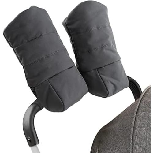 Zsedrut Stroller Gloves Universal Winter Anti-Freeze Stroller Mittens Water Repellent Hand Warmer Muff Fleece Lined,Winter Stroller Accessories (Gray)