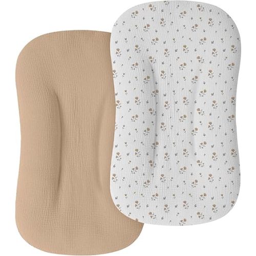 Mi Flor Muslin Baby Lounger Cover 30.7"x20" – Snug Fit for Snuggle Me Organic Infant Lounger – Ultra Soft, Breathable, CPC Certified, Non-Shrink