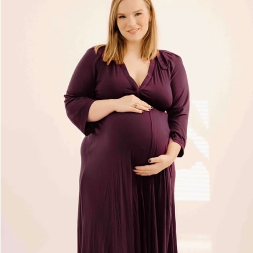 Lila Labor & Postpartum Gown in Plum