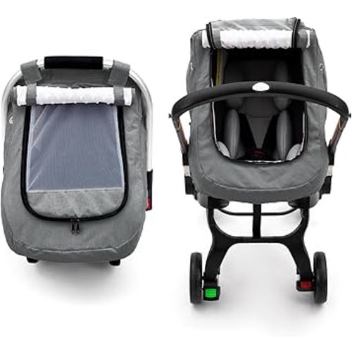 Waterproof Baby Car Seat Cover, Infant Car Seat Cover Canopy with 2 Breathable Vents, Warm Carseat Cover with Mesh Window for Cold Weather, Univeral Baby Carrier Cover for Doona