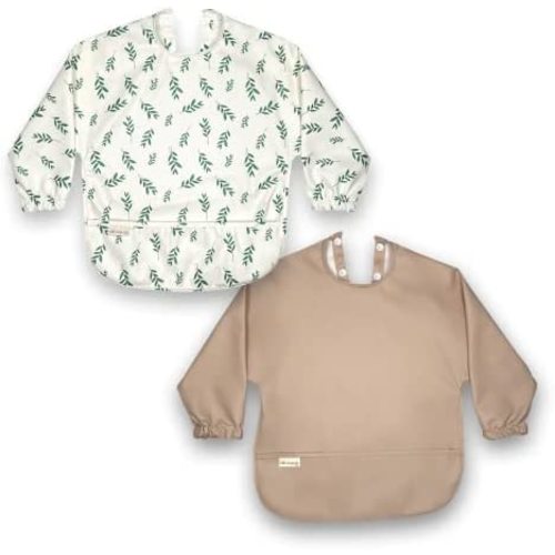 Little Keegs Long Sleeve Baby Bibs - Toddler Art Smock Feeding Baby Apron Eating Shirt Waterproof Wearable Full Sleeved Bib