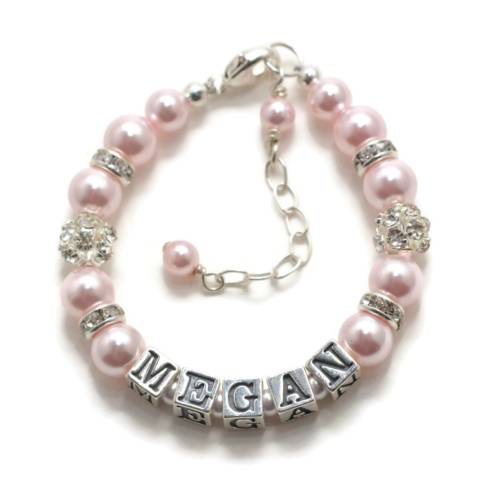 Baby Bracelet ~ Baby Girl Gift ~ Toddler Jewelry ~ Personalized Girls Name Bracelet with Pearls by Swarovski®  ~ Complimentary Gift Box