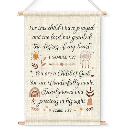 Christian Nursery Wall Art Decor Baby Boy Girl Nursery Bible Verse Hanging Poster Print Toddler Girls Boys Baby Room Decoration