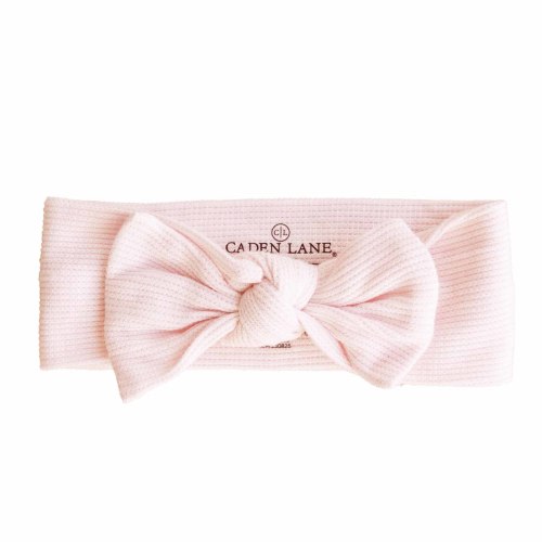 Pearl Pink Bamboo Waffle Knit Large Bow Headwrap