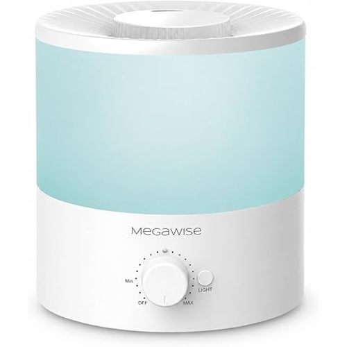 MEGAWISE 1.5L Large Cool Mist Humidifier for Large Spaces – Baby & Plant Safe Ultrasonic Aroma Diffuser, Quiet Operation for Bedroom, Home & Office, Adjustable Mist, Up to 10-Hour Run, Easy to Clean