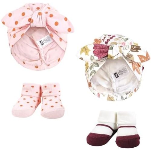 Hudson Baby Infant Girls Turban and Socks Set, One Size
