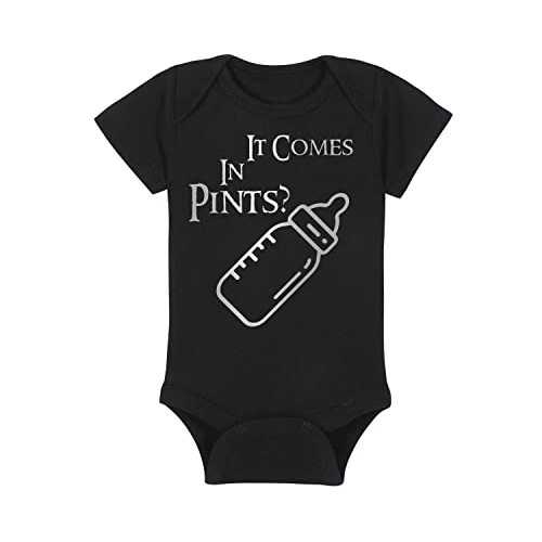 LOTR Baby Onesie - It Comes In Pints? (6-12 Month - Black Fabric - Silver Design)