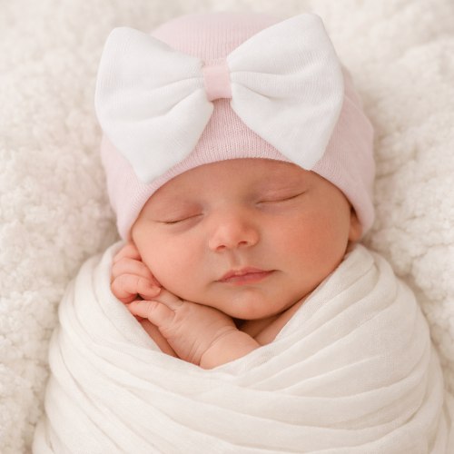 Ilybean Lyla Newborn Girl Hat with Large Bow - Hospital Baby Hat – Magnolia Baby