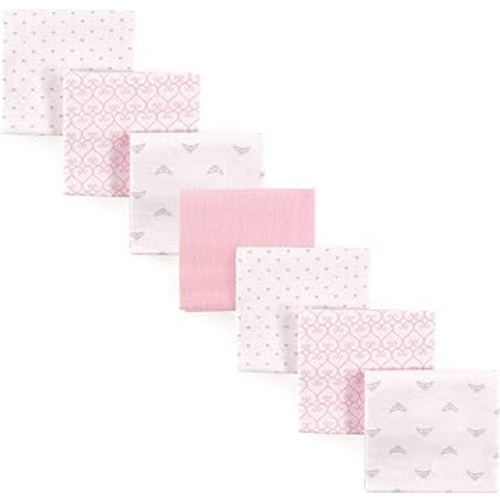 Luvable Friends Unisex Baby Cotton Flannel Receiving Blankets, Tiara 7-Pack, One Size