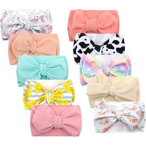 KIDOCHEESE Oversized Baby Hair Accessories: Large Bows, Elastic Hairbands, Nylon Headbands and Head Wraps for Newborns, Infants, Toddlers and Kids