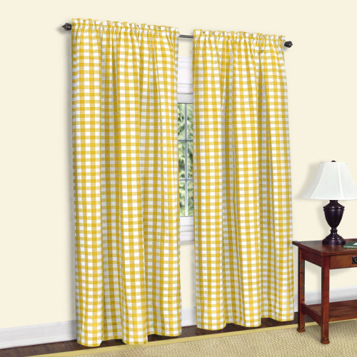 August Grove® Haylee Cotton Blend Plaid Sheer Rod Pocket Single Curtain Panel & Reviews | Wayfair