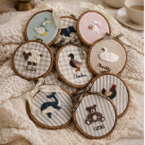 Custom Felted Farm Animal Nursery Wall Art,Personalized Name, Baby Shower Gift,Baby Heirloom