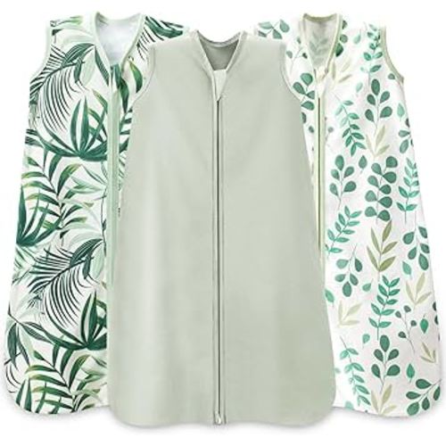 Baby Sleep Sack 6-12 Months,100% Cotton TOG 0.5 Wearable Blanket for Boys and Girls, 3 Pack 2-Way Zipper Lightweight Sleeping Bags for Toddler Newborn Infant