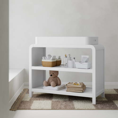 Storkcraft Santos Changing Table with Removable Infant Changing Table Topper, White