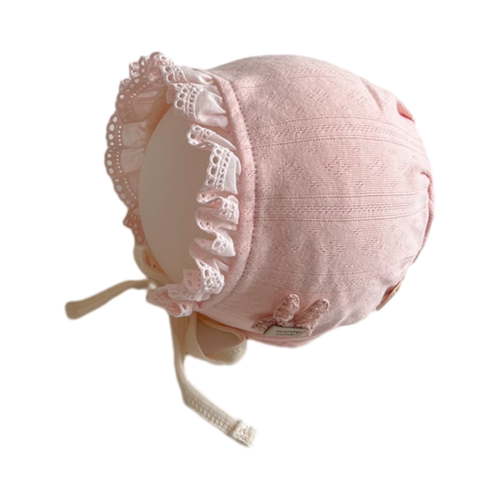 Lace Trimmed Baby Bonnet with Flower Designs Soft & Stylish Infant Bonnet Comfortable Little Girls Hat Present