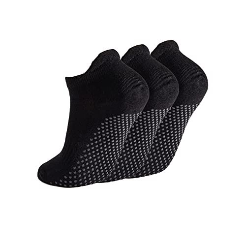 Breslatte Grip Socks Pilates Socks with Grips for Women with Cushion Cotton Non Slip Grippers Womens Gifts