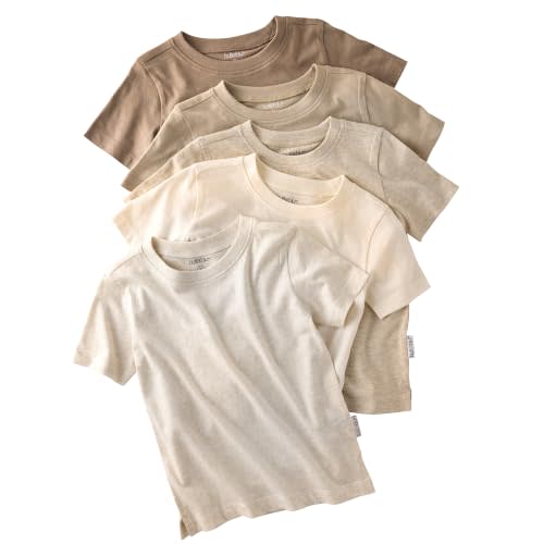 Butterblu Taylor 5-Pack Short Sleeve T-Shirts​ 100% Organic Cotton | GOTS Certified Organic Cotton for Baby, Toddler Girls, Boys, Unisex, Made to Match Layering Solid Colors