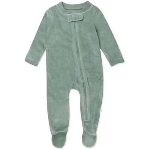HonestBaby Baby Velour Sleep & Play Footed One-Piece Pajama Sleeper 100% Organic Cotton