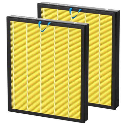 Vital 100S Replacement Filter for LEVOIT Vital 100S Vital 100S-P Air Purifier, H13 True HEPA and Activated Carbon Vital 100S-P Filter, Vital 100S-RF-PA(LRF-V102-YUS), 2 Pack Yellow