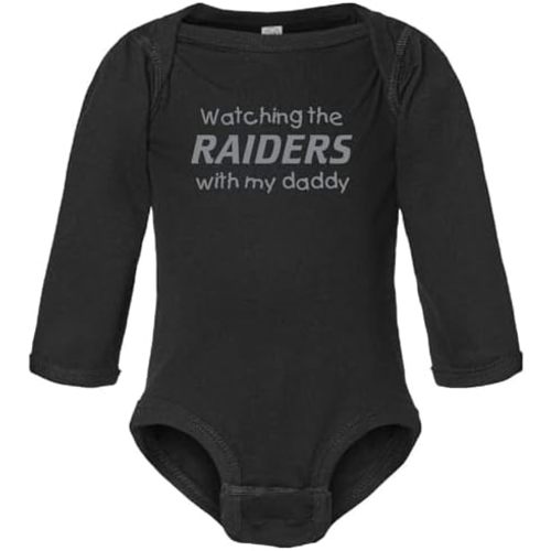 Curiositees Watching the Raiders with my Daddy Fan Baby Jersey Bodysuit Outfit - Black