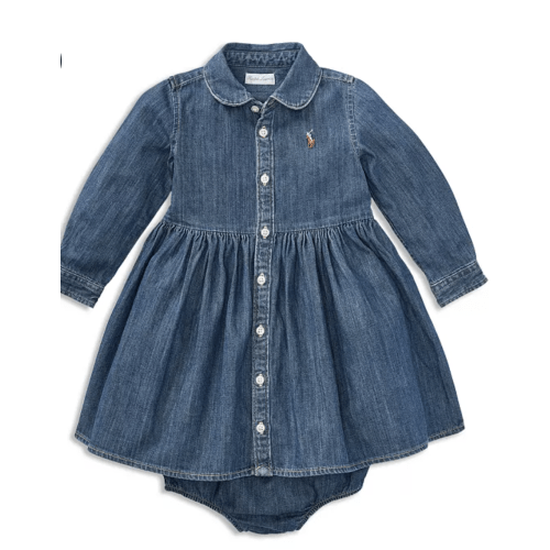 Girls' Long Sleeve Denim Dress & Bloomers Set - Baby