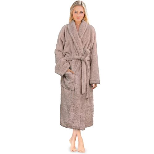PAVILIA Premium Womens Plush Soft Robe Fluffy, Warm, Fleece Sherpa Shaggy Bathrobe