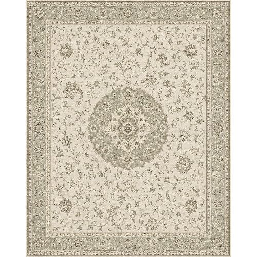8x10 Faux Wool Area Rug, Gray Green Vintage Washable Non Slip