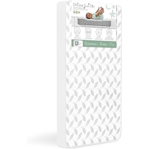Dream On Me 2-in-1 Breathable 132 Premium Coil Inner Spring Standard Crib and Toddler Mattress, White, 51.5 x 27.5, 17 lb
