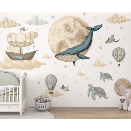 ocean wall decal, whale wall decals, nursery wall decals, nursery wall stickers