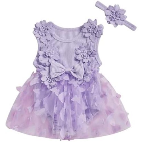 Infant Newborn Baby Girl Lace Romper Dress Floral Lace Outfits Summer Toddler Clothes Jumpsuit with Headband